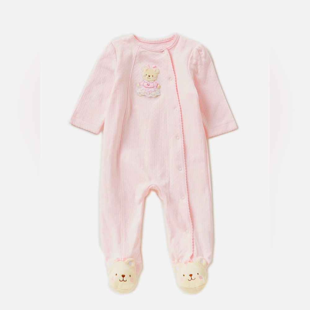 Little Me Baby Girl Pink Bear Footie 9 - 12 months